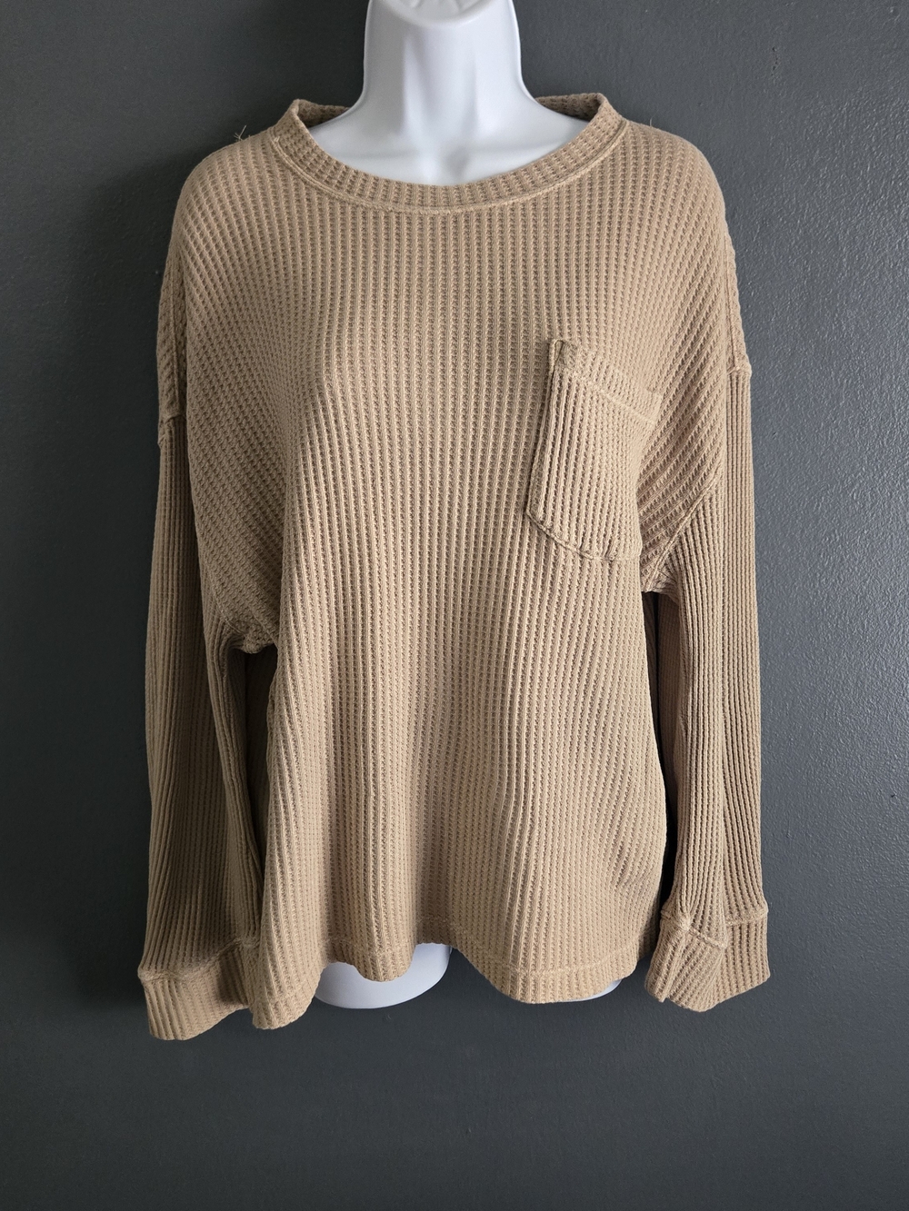 We The Free XS Waffle Knit Oversized Boho Earthy Grunge Crewneck Sweater